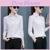 Chemise unie simple à col polo et boutons décoratifs, idéale pour le travail (femme)