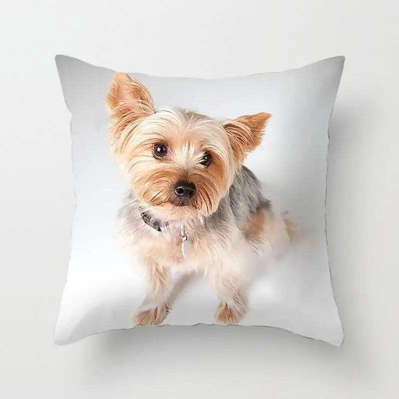 1PC Cute Dog Yorkie BICHON  Yorkshire Decor Print Pillow Case Bedroom Sofa Waist Cushions Cover Car Decoration Cushion