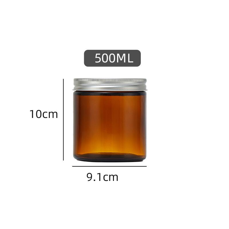 Brown Glass Candle Jar with Lid - 1000ml Aroma Candle Cup