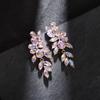 Luxe Alloy Flower Drop Earrings For Women With Sparkling Diamonds And Fashion Style