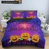 Happy Halloween King Queen Duvet Cover Orange Pumpkin Bedding Set Kids Teens Adults Bats Horror Festival Polyester Quilt Cover