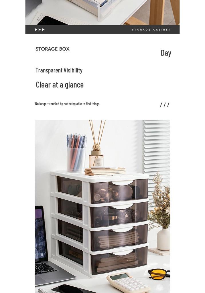 Transparent Drawer-Style Desktop Storage Box for Household Items and Cosmetics