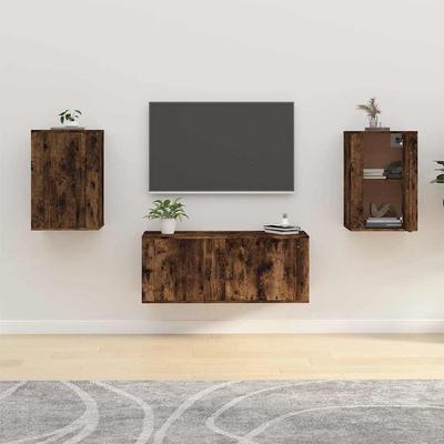 Vidaxl Wall-Mounted TV Cabinets, 2 Pcs, Smoked Oak, 40X34.5X60 Cm
