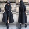 Women's European Black Elegant Trench Coat: 2025 Autumn Plus Size Long Fashion