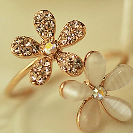 Statement Faux Opal Adjustable Jewelry Lightweight Marguerite Open Ring for Women