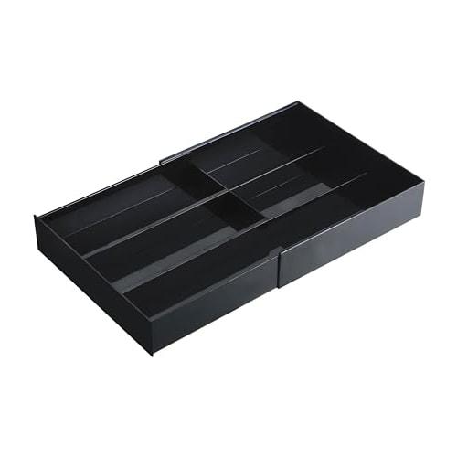 Yamazaki Tower Extendable & Sliding Cutlery Tray, Black, Approx. W25 X D24.6-45 X H5.7cm, Tower Drawer, Cutlery Storage, Extendable, Model 3383