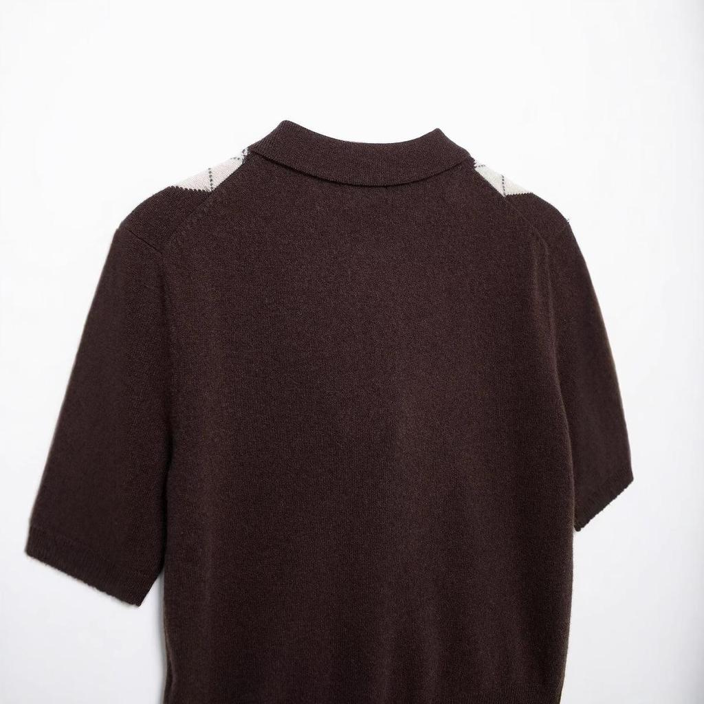 2025 Frühling/Sommer Argyle Preppy POLO Kragen Strick Damen Top