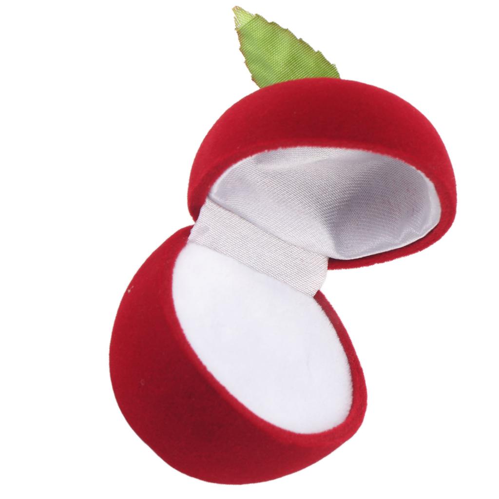 Flocked Ring Gift Box Red Apple Shaped Portable Earrings Necklace Rings Jewelry Storage Case