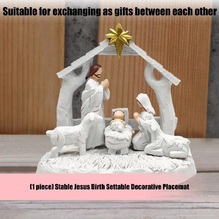 Stable Nativity Scene Statue Christmas Nativity Figurines Holy Family Collectables Decors,Table Ornament for Indoor