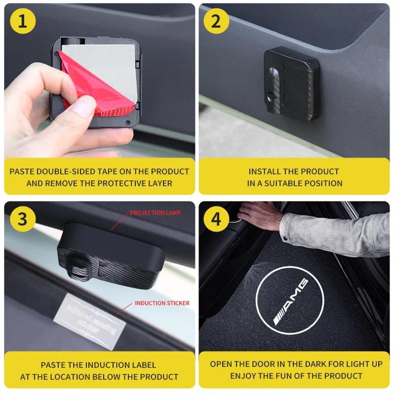 For Benz GLC GLK 2Pcs Led Car Door Welcome Light Logo Projector For Mercedes Benz W212 W205 AMG ML W166 W176 W177 W213 W246 GLB