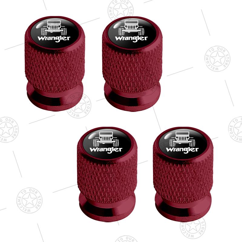 4pcs For Jeep Wrangler Renegade Cherokee Off-Road Vehicle SUV Logo Car Wheel Tire Valve Caps Air Stem Aluminum Accessories ANS1