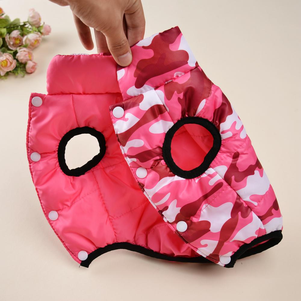 Warm Winter Pet Clothes For Small Medium Dogs Reversible Camouflage Print Pet Vest Coat With Leash Hole Pets Yorkshire Jacket