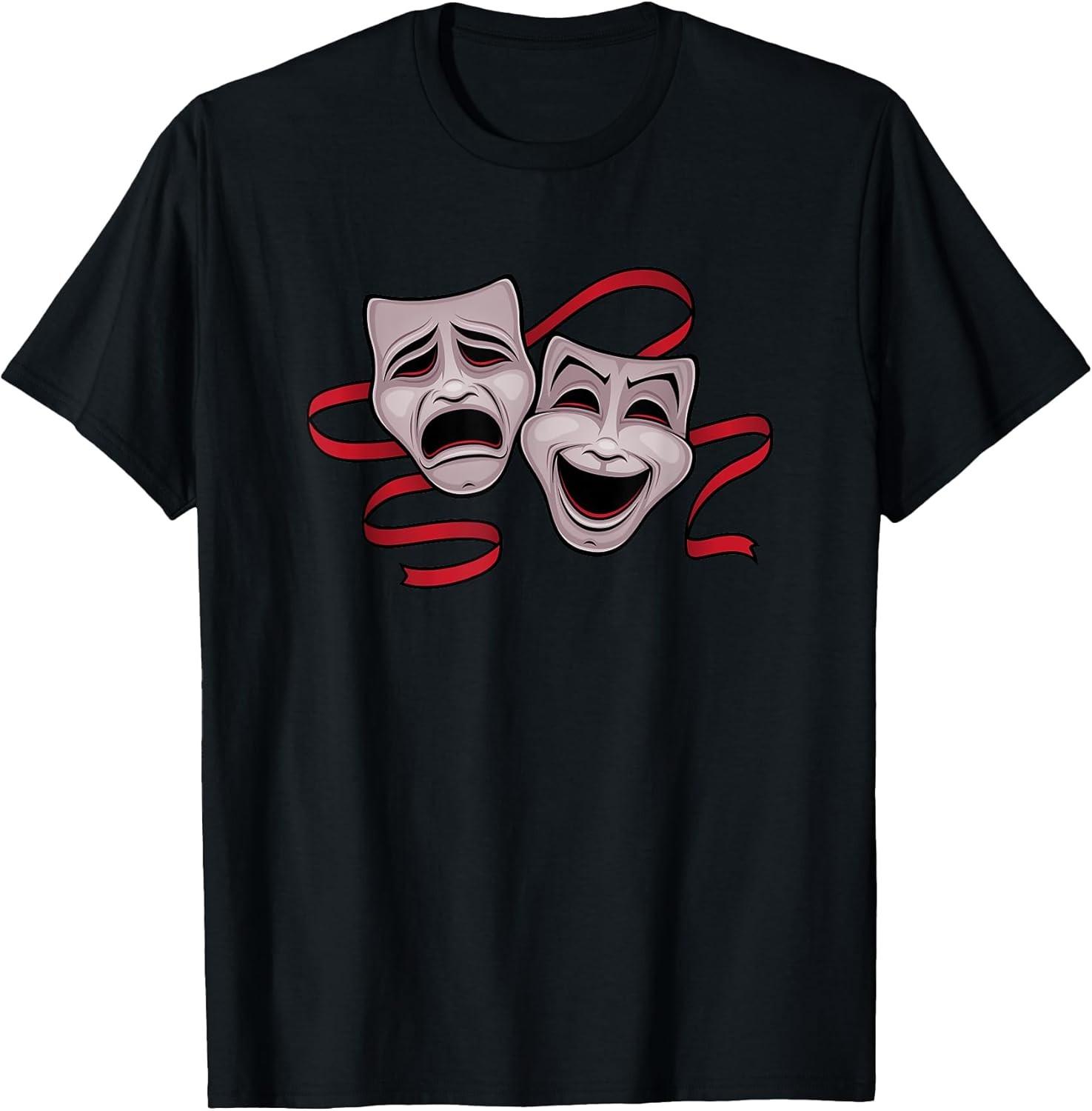 BEST! Funny Drama Comedy And Tragedy Mask Cool Humor Gift Ideas Tee Size S-3XL XXXL