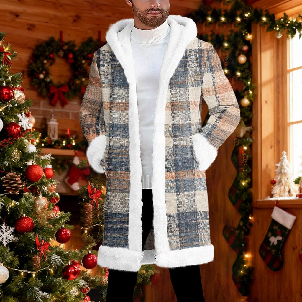 Herrkofta med huva, lång varm kappa