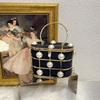 Metal Birdcage Hollow Bucket Bag Shiny Not Glittering Rhinestone Premium Pearl Portable Dinner Bag
