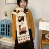 Cartoon Brown Raccoon Patterned Scarf Knitted Faux Mink Fur Scarf Soft Comfort Women Winter Neckerchief Warm Scarves