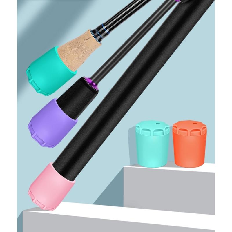 4pc Silicone Fishing Rod End Protector Caps Fishing Rod Tail Protector Butt Cushion Universal Handle End Protective Cover