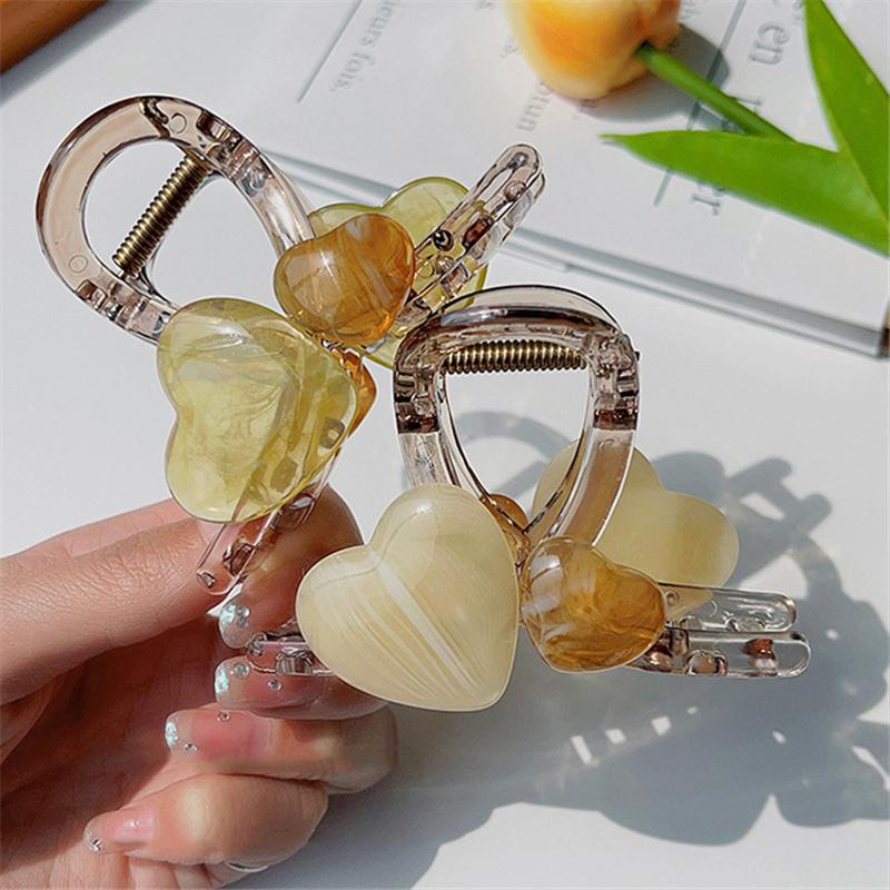 Elegant Jelly Color Heart Shape Hair Clips For Women Girls Sweet Acrylic Hair Accessories Delicate Jewelry Hairpin
