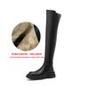 Krazing Pot Microfiber Autumn Winter Shoes Med Heels Flat Platform Size 42 Over-the-knee Boots Slip on Elastic Thigh High Boots