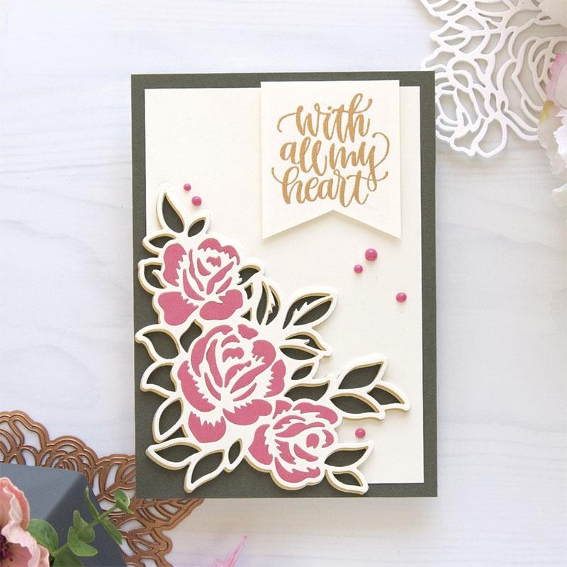 Rose Flower Metal Cutting Dies Stencil for DIY Scrapbooking Album Cards Make LWY Rose Flower Metal Cutting Dies Stencil for DIY Scrapbooking Album Cards Make LWY