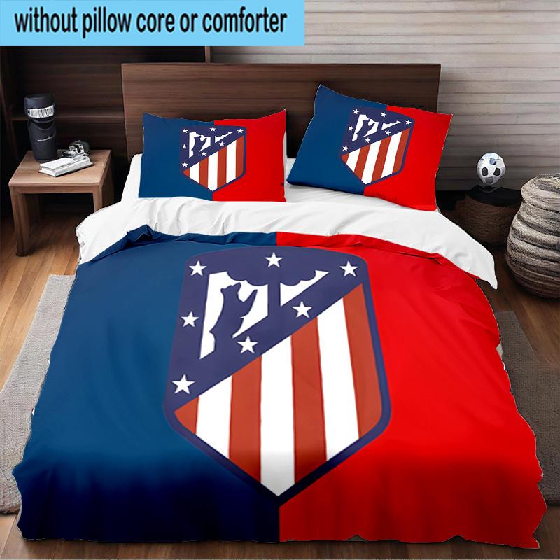 3PCS Atletico Madrid Crest Bedding Set For Bedroom, Dormitory,Including 1pc Duvet Cover And 2pcs Pillowcases Large size Fan gift