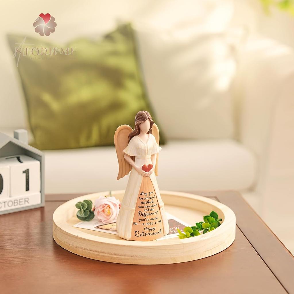 Retirement Gift for Woman 2025: Handcrafted Angel Figurine for Retiring Coworker Teacher Nurse - Meaningful Thank You Farewell Keepsake for New