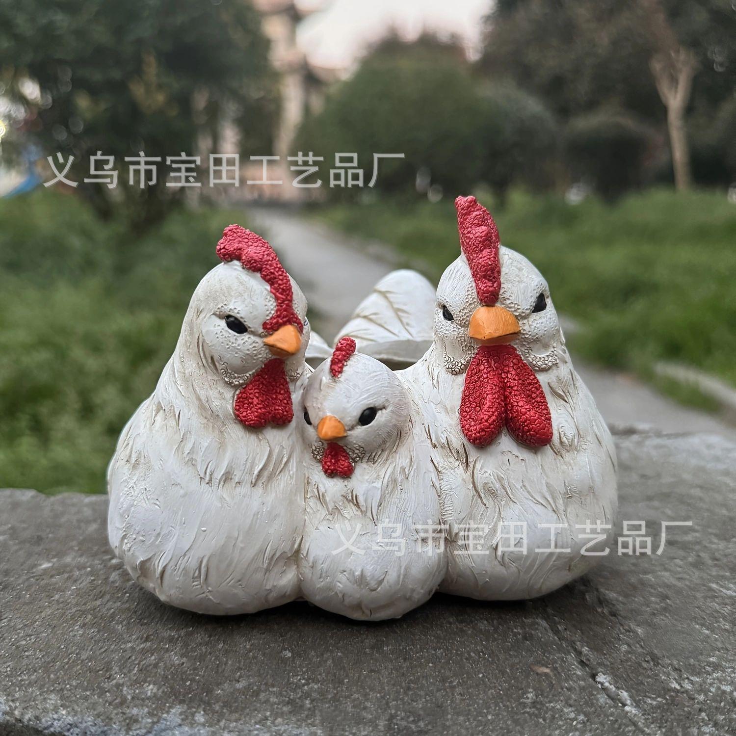 New three chickens, resin chicken, family chicken statue, home courtyard, farm kitchen, decorative animal statue