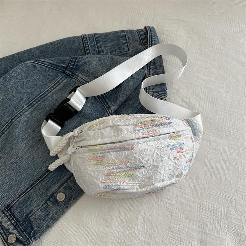 Cute Korean Style Striped Lightweight Crossbody Chest Bag For Casual Everyday Use