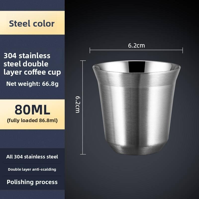 Stainless Double Wall Steel Espresso Cup Insulation Coffee Capsule Mugs Shape