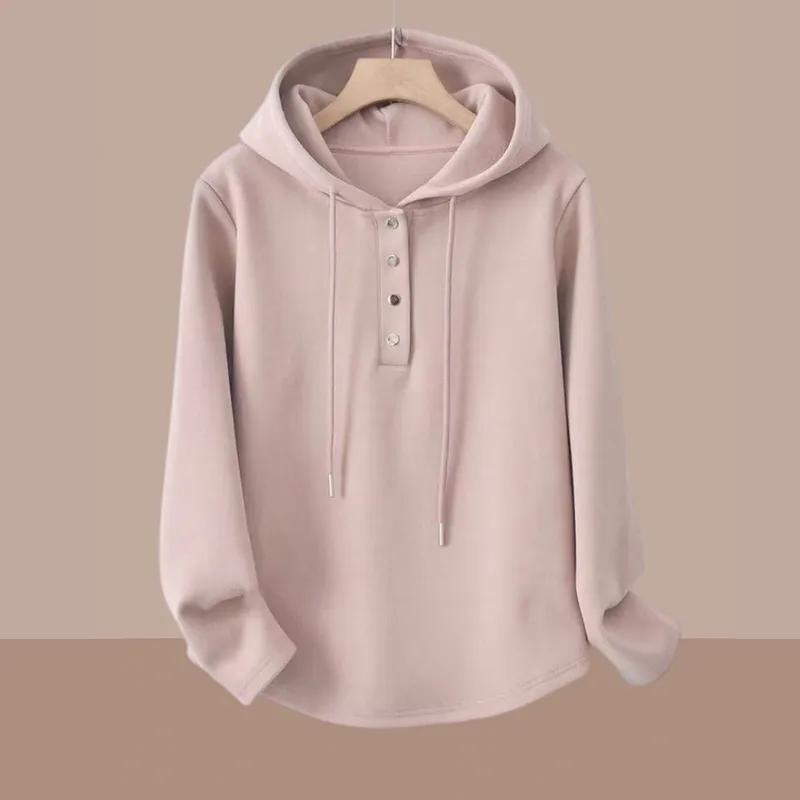 Women s SpringAutumn Long-Sleeved Short Hooded Sweatshirt Solid Color Oversized Pullover Top 4XL розовый 1787₽