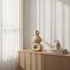 Abstract Sculpture Minimalist Geometric Textured for Shelf, Residents