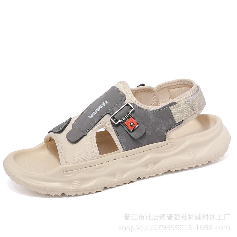 

Летние новые пляжные шлепанцы для улицы, на платформе, мужские, двойного назначения, нескользящие сандалии, дышащие, модные, универсальные шлепанцы 44 бежевый