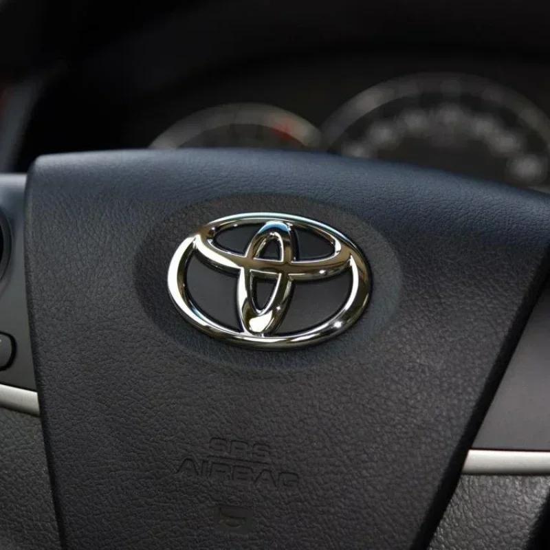 1PC 6.5x4.5cm Buckle Car Steering Wheel Emblem Decals Badge For Toyota Camry Corolla CHR Rav4 Vios Crown Highlander Tundra Levin