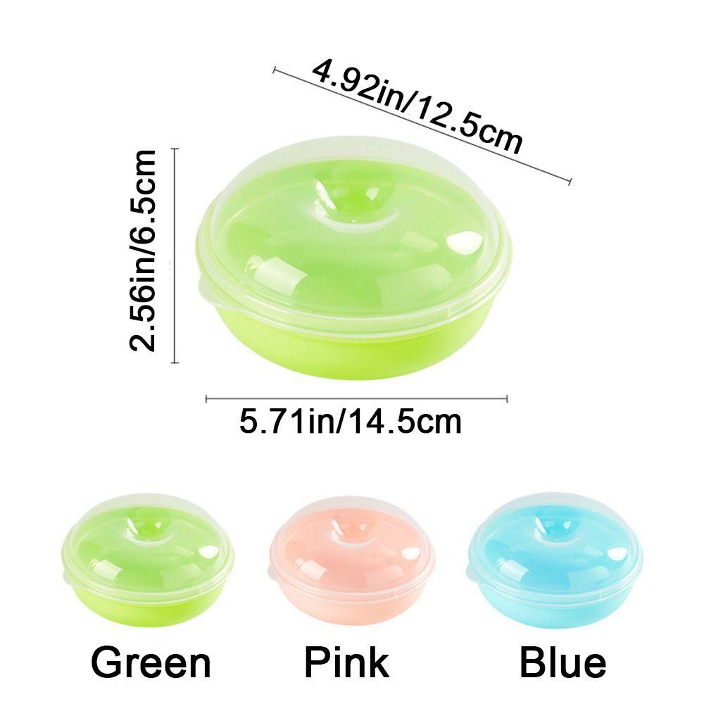 2Pcs Practical Plastic Bread Storage Box Round Airtight Doughnut Holder Reusable with Lid Bagel Storage Box for Home