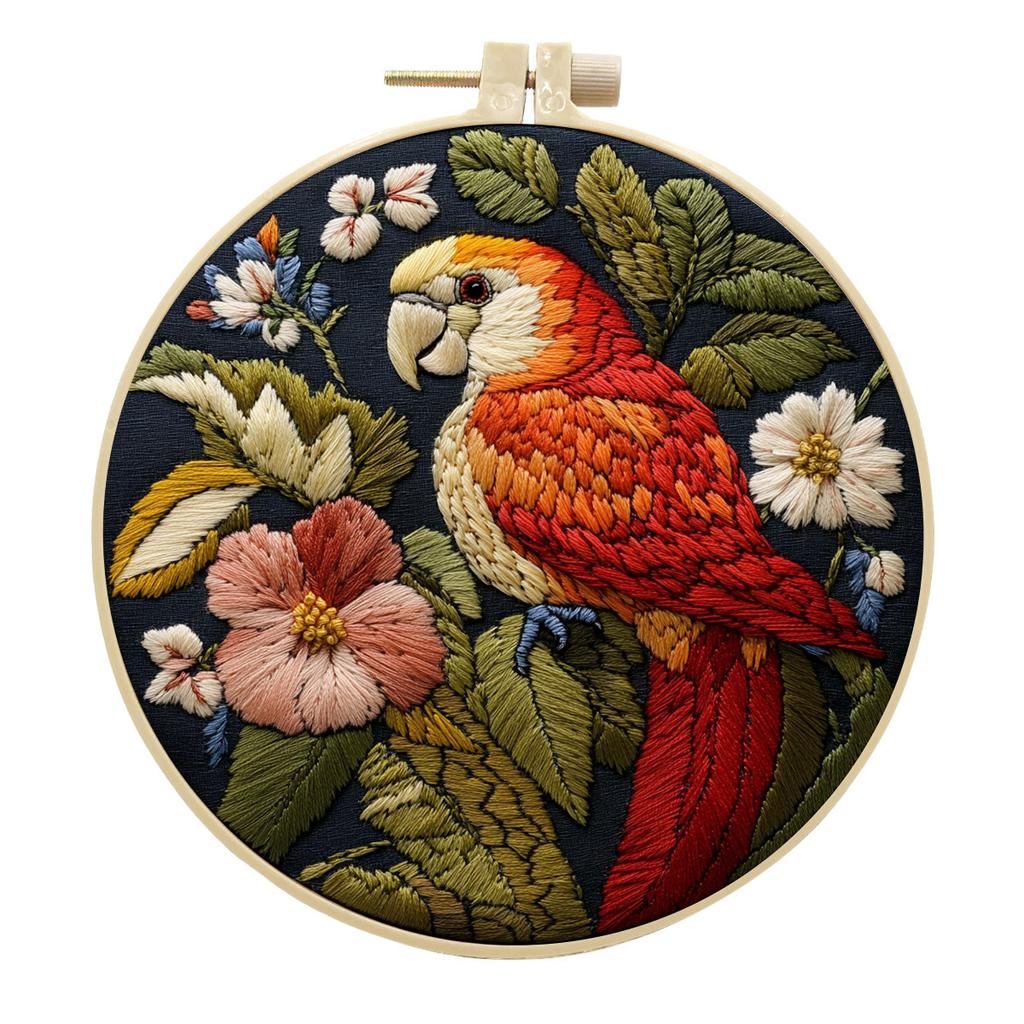 1Pc Parrot DIY Embroidery Handmade Fabric Material Kit, Suitable for Embroidery Hobby Beginners