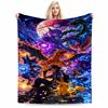 Epic Anime Characters with Magical CreaturesFlannel Blanket for Bedroom, Living Room, Sofa, and Nap