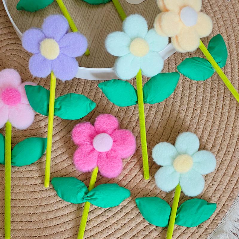 1PC Plush Fabric Flower Creative Fabric Flower Desktop Decoration Fake Flowers Flower Branch Ornaments 23cm