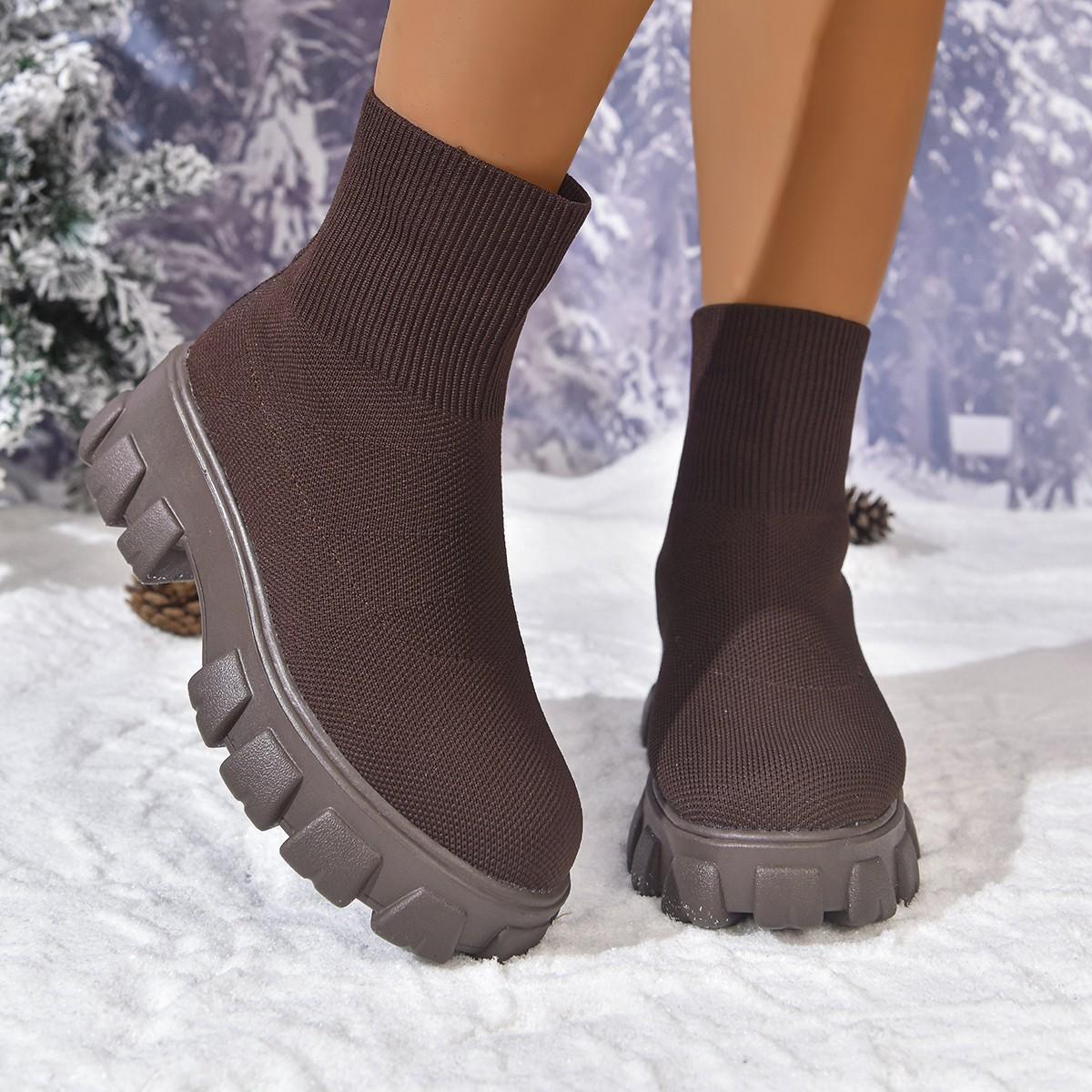 

Чоботи Мартін Нові Модні Круглоносі В язані Мухою На товстій підошві Великих розмірів Короткі Жіночі Чоботи 43 темно-коричневого кольору