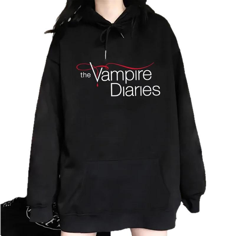 2026 Spring New Vampire Diaries Letter Print Hooded Sweatshirt for Men & Women - Long Sleeve Casual Jacket