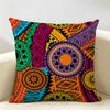 Colorful Vivid Circle Pattern Cushion Cover Durable Hypoallergenic Organic Linen Short Pillow Cover Washable