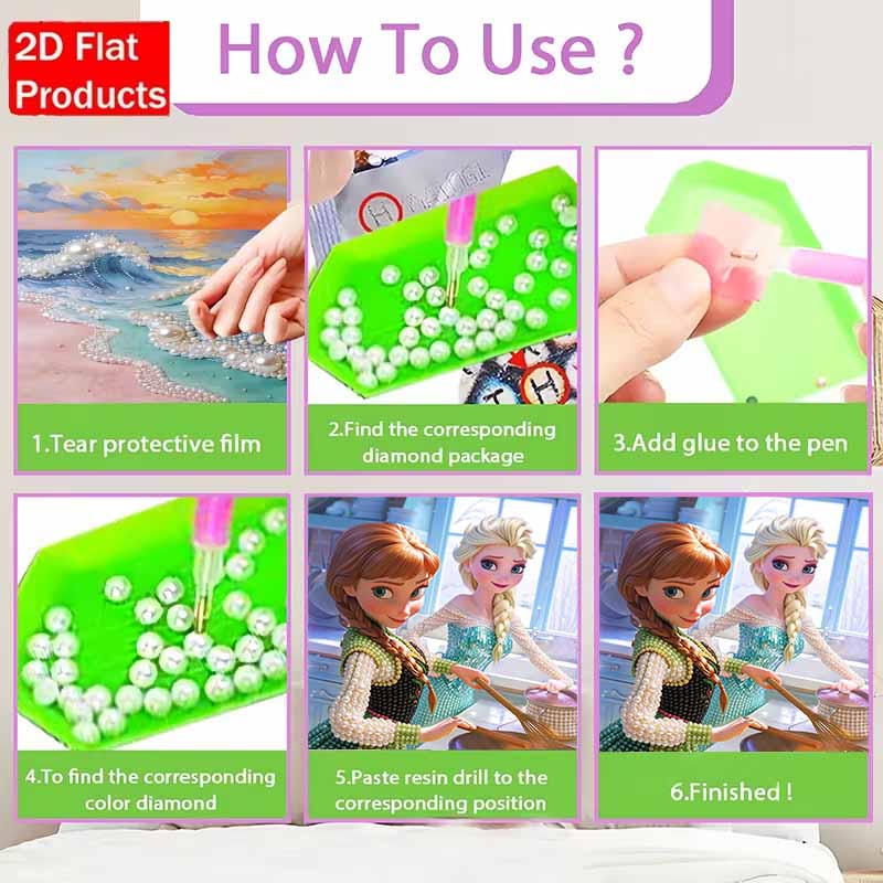 Disney Pearl Painting Anna and Elsa DIY Pearl Painting Gem Art Pearl Dot Painting Picture Crafts Adult Beginner Gifts Home Decor