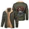 Hot Sale Eagle Skull Ha Lei Locomotive Autumn and Winter Fleece European Size Cotton Jacket Sports Jacket Men's Jacket