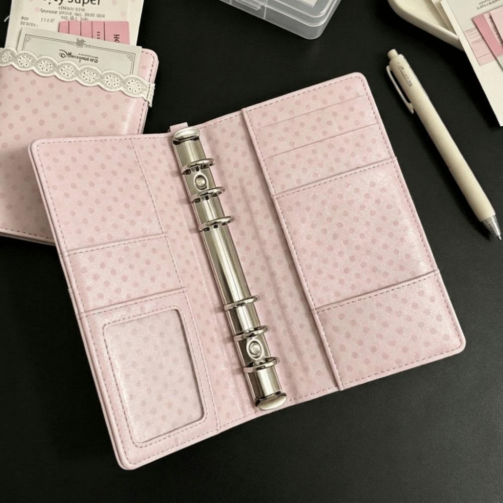 Pink A6 Loose Leaf Notebook Polka Dot Agenda Planner Kawaii Journal Notebook  School
