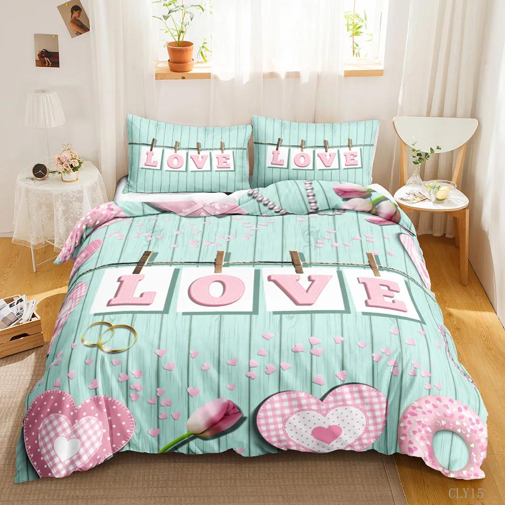 

Comforter Romantic Valentine S Day Gift Rose Floral Bedding Set Romantic Flowers Double Queen King Polyester Qulit Comforter (quilt)-EU Single(135*200cm)3pcs