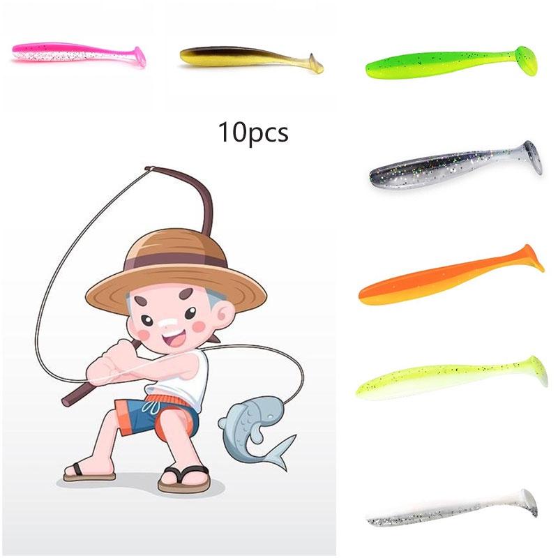 Fishing 10pcs Ttail Soft Lure Grouper Snapper Snakehead Perch Bait Longcasting