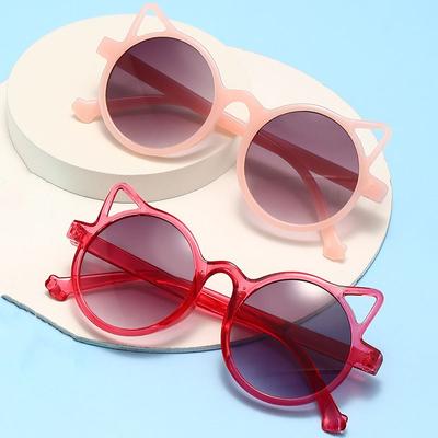 Lunettes de soleil tendance et élégantes avec oreilles de chat pour enfants, rondes, mignonnes, de dessin animé, pour voyage en plein air, Anti-éblouissement, Protection Uv400 pour bébé