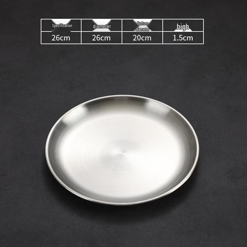 Stainless Steel Round Korean Style Matte Serving Plates