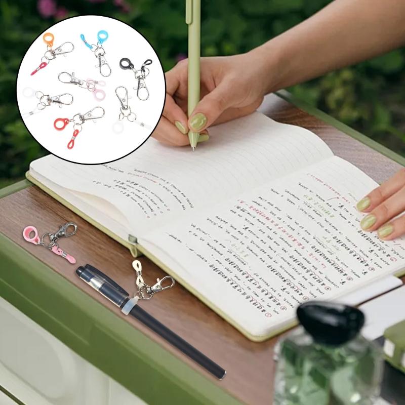 7pcs Stylish Silicone Pen Holders with Lobster Clasp Pen Clips Lanyard Badge Reels Accessory for Nurses Doctors