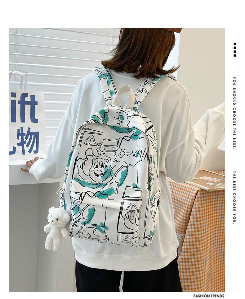 Schoolbag Japanese female Harajuku male backpack fashion graffiti backpack female simple college student high school backpack without pendant