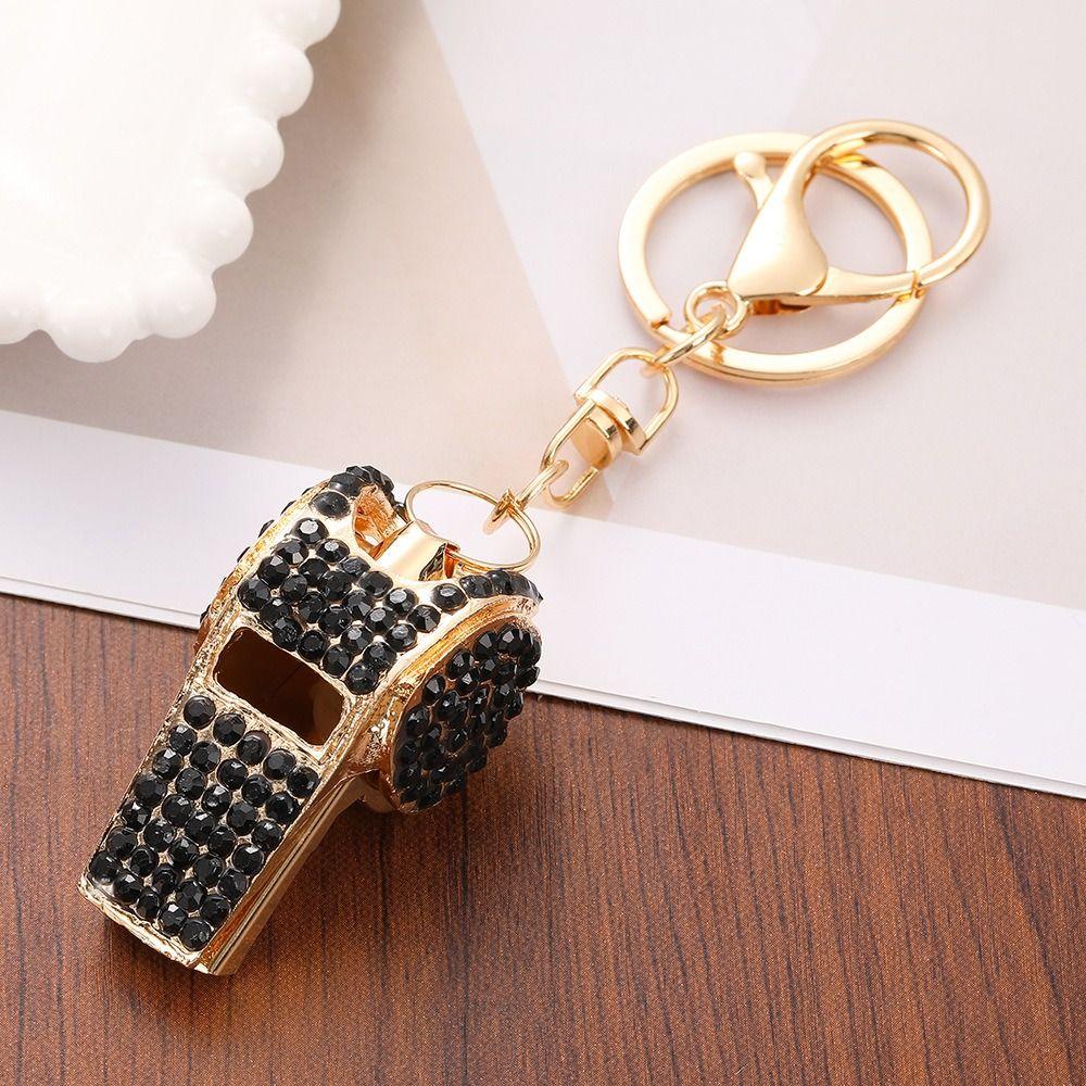 Luxury Rhinestones Whistle Keychain Creative Shining Whistle Pendant  Bag Ornament